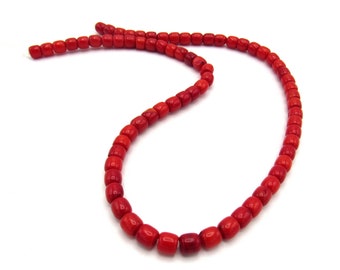 Red Coral Beads Grade A 8 x 5mm Bamboo Coral Drum Beads Smooth Full Strand Natural Bamboo Stone Wholesale Jewelry Supply Site CrazyCoolStuff