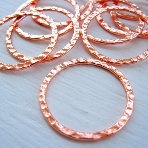 BULK (50) Hammered Copper Rings Hoops Round 30mm Rings Circles Textured Shiny Copper Plated Links Findings Wholesale CrazyCoolStuff