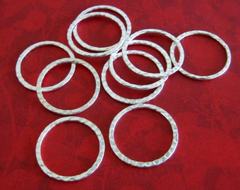 BULK Hammered (50) Silver Rings 30mm Soldered Circles Metal Plated Links Findings Wholesale Jewelry Supplies Supply CrazyCoolStuff