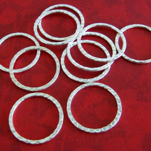 BULK Hammered (50) Silver Rings 30mm Soldered Circles Metal Plated Links Findings Wholesale Jewelry Supplies Supply CrazyCoolStuff