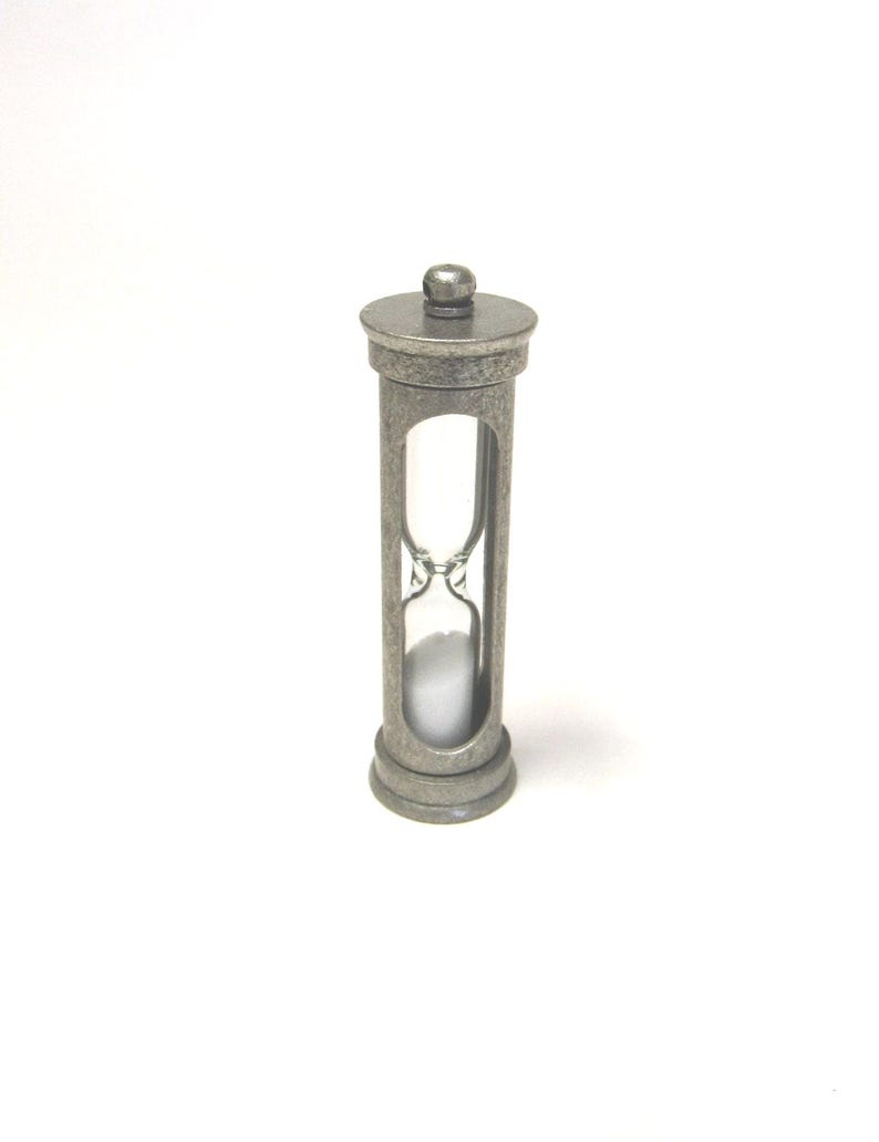 Steampunk Sand Hourglass Pendant, Antique Brass Glass Charm (47mm) image 1