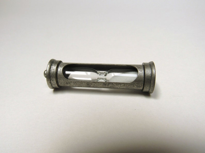 Steampunk Sand Hourglass Pendant, Antique Brass Glass Charm (47mm) image 2