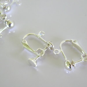 BULK Silver Clip (5) Earring Findings Plated Clipon Beadable with Loop Wholesale Jewelry Supplies Supply CrazyCoolStuff