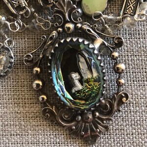 Antique INTAGLIO - Saint Bernadette of LOURDES - Assemblage Necklace - Mystic QUARTZ - Vintage Watch Chain - Our Lady of Lourdes -Holy Water