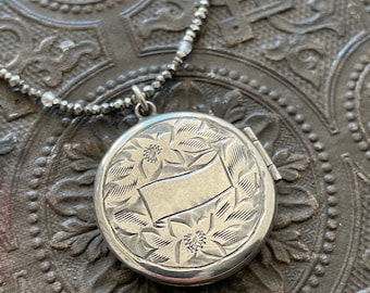 Victorian Locket Necklace - Antique French Steel Beads, Matura Diamonds