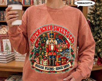 Nutcracker Christmas Sweatshirt, Vintage Sweets Shop Crewneck, Sugar Plum Candy Graphic, Cozy Holiday Gift for Her
