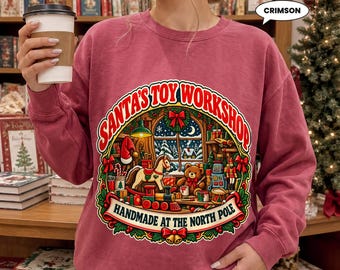 Santa's Toy Workshop Sweatshirt, Vintage North Pole Crewneck, Nostalgic Christmas Gift for Adults
