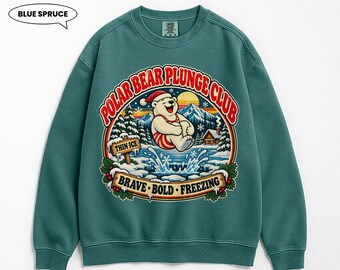 Polar Bear Plunge Sweatshirt, Retro Christmas Crewneck, Funny Ice Swimming Club Graphic, Vintage Winter Gift for Cold Water Swimmers