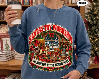 Santa's Toy Workshop Sweatshirt, Vintage North Pole Crewneck, Nostalgic Christmas Gift for Adults