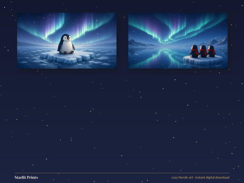 Conjunto de 5 fondos de pantalla de pingüinos para teléfono, lindo fondo de pantalla de auroras boreales para iPhone, fondo de pantalla de pingüinos en 4K para escritorio imagen 6
