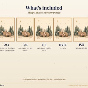 Moose Nursery Print, Sleepy Baby Moose Woodland Wall Art, Sage Green Printable, Gender Neutral Decor image 4