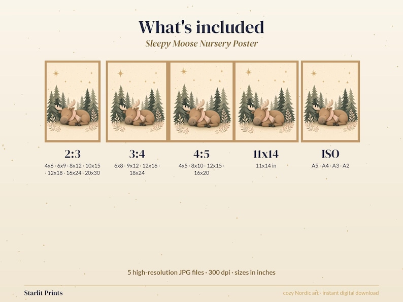 Moose Nursery Print, Sleepy Baby Moose Woodland Wall Art, Sage Green Printable, Gender Neutral Decor image 4