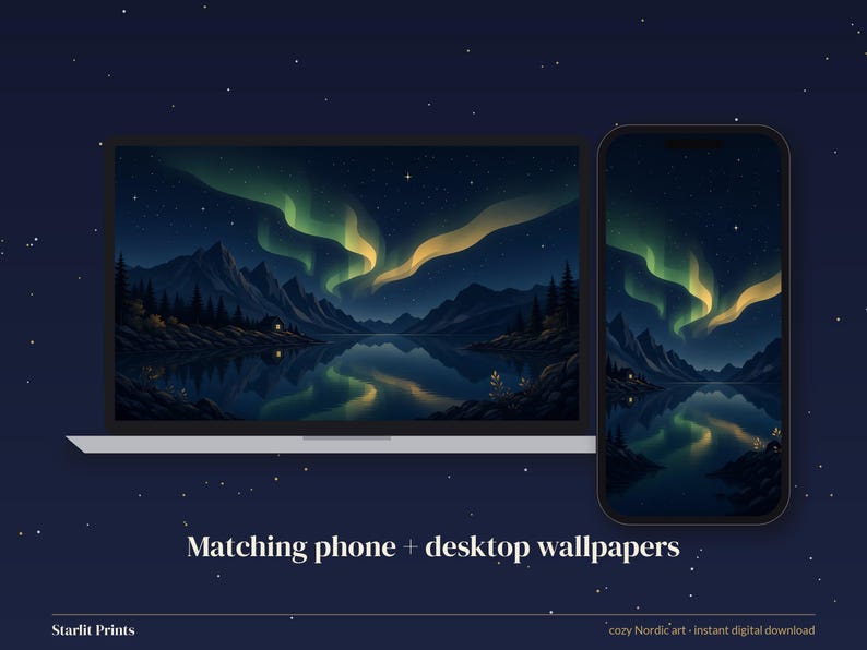 オーロラのスマホ壁紙、オーロラフィヨルドのiPhone背景、ダークな北欧風4Kデスクトップ壁紙 画像 3
