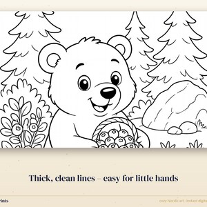 Woodland Animal Coloring Pages for Kids, 12 Printable Nordic Forest Coloring Sheets, Moose Fox Owl PDF image 6