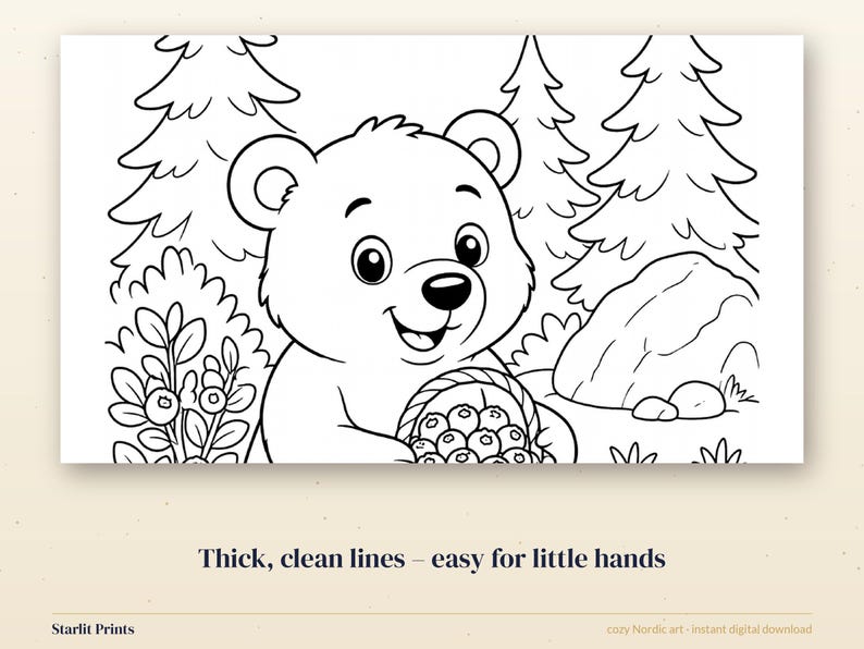 Woodland Animal Coloring Pages for Kids, 12 Printable Nordic Forest Coloring Sheets, Moose Fox Owl PDF image 6