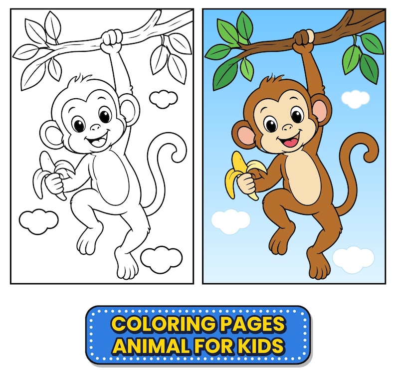 Cute Animal Coloring Pages for Kids - Etsy