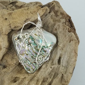 Abalone necklace gift for her, Abalone Necklace, Abalone Jewelry, handmade jewelry, hippie jewelry, wire wrapped necklace, natural jewelry