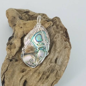 Abalone necklace gift for her, Abalone Necklace, Abalone Jewelry, handmade jewelry, hippie jewelry, wire wrapped necklace, natural jewelry