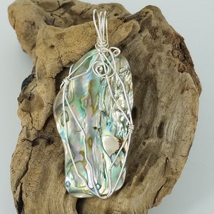 Abalone necklace gift for her, Abalone Necklace, Abalone Jewelry, handmade jewelry, hippie jewelry, wire wrapped necklace, natural jewelry