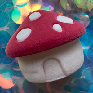 Red Mushroom Shaped Pill Box  | Cute Travel Pill Case for Meds, Vitamins & Supplements | Cottagecore Mental Health | Whimsical Organizer