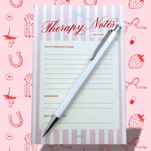 Notatnik Pink Therapy Notes | 25-stronicowy dziennik zdrowia psychicznego na sesje | Uroczy notatnik do autorefleksji | Towarzysz terapii estetycznej