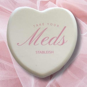 White Mini Pill Box – “Take Your Meds” in Pink Cursive | Travel Pill Case | Mental Health Gift | Pocket Med Organizer