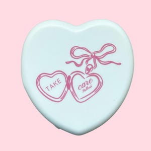 Take Care Heart Pill Box | Cute Compact Pill Case for Meds & Vitamins | Self-Care Travel Organizer | Mental Health Gift