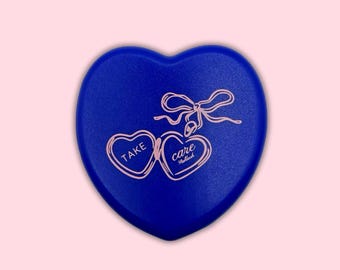 Heart-Shaped Pill Box | Blue Travel Pill Case, Self-Care Reminder