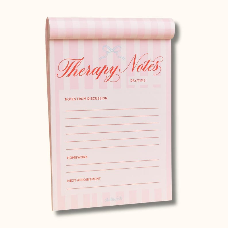Pink Therapie Notizen Notizblock | 25-seitiges Self-Care Lined Pad | Niedliches Briefpapier | Notizen zur Therapie-Sitzung | Geschenk für Sie Bild 2