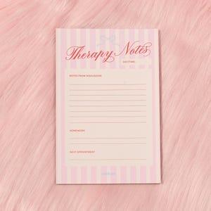 Pink Therapie-Sitzung Notizen Notizblock | 25-seitiges Self-Care Lined Pad | Mentales Gesundheit Briefpapier
