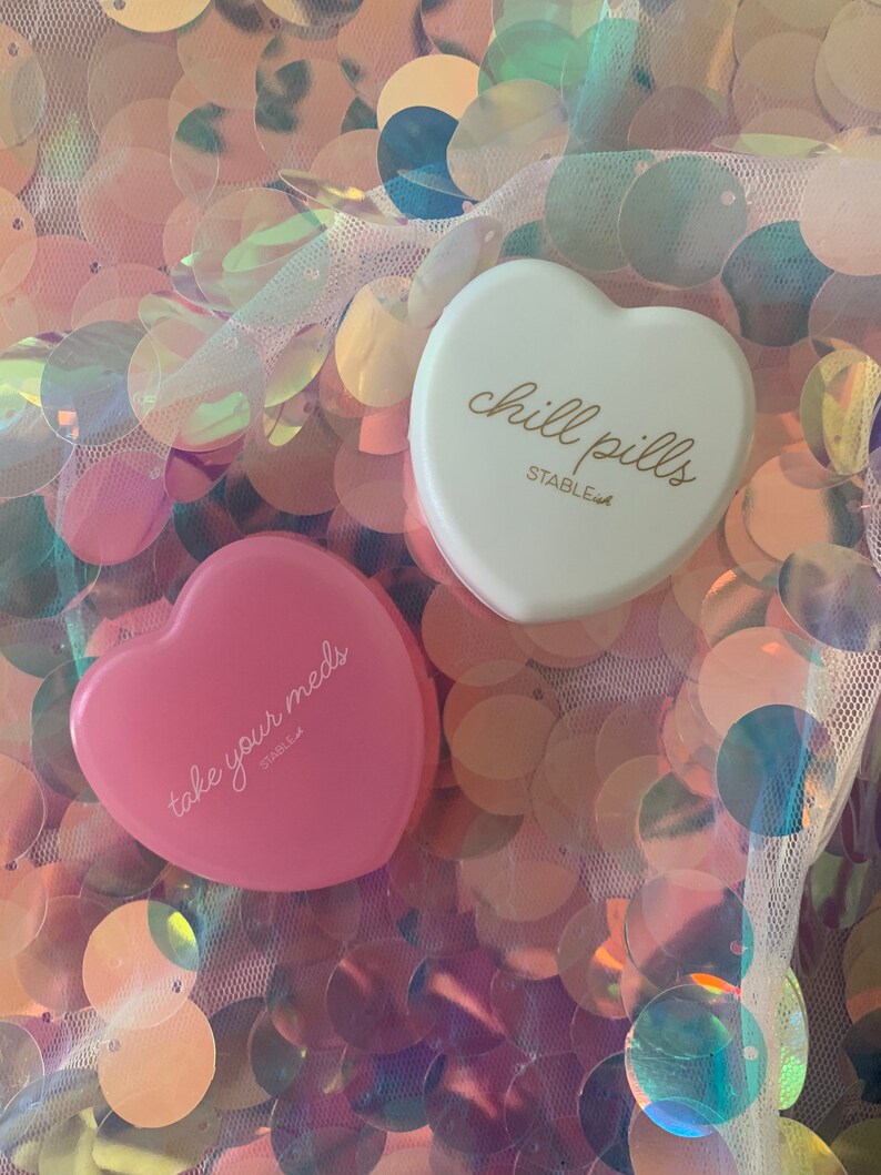 Self Care Cute Pink Heart Pill Box Mental Health