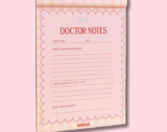 Arzttermin Notizblock | 25-seitiges rosa Briefpapier | Süßer Therapeut Notizblock | Geschenk für Therapeuten & Ärzte | Self-Care-Geschenk