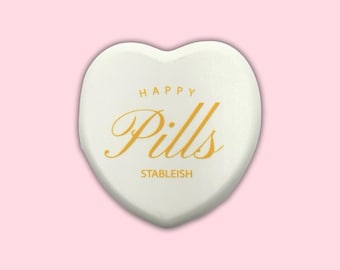 Happy Pills Pill Case | Cute Medication Organizer | Funny Mental Health Gift | Christmas Stocking Stuffer