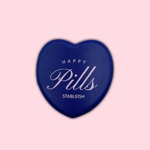 Happy Pills Blue Heart Pill Box | Cute 7-Day Pill Organizer for Meds & Vitamins | Mental Health Gift | Travel Pill Case