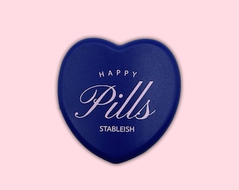 Glückliche Pillen Mini Pillenbox | Pillendose | Niedlicher Pillenorganizer für Frauen | Lustiges Geschenk für psychische Gesundheit | Weihnachtsgeschenk