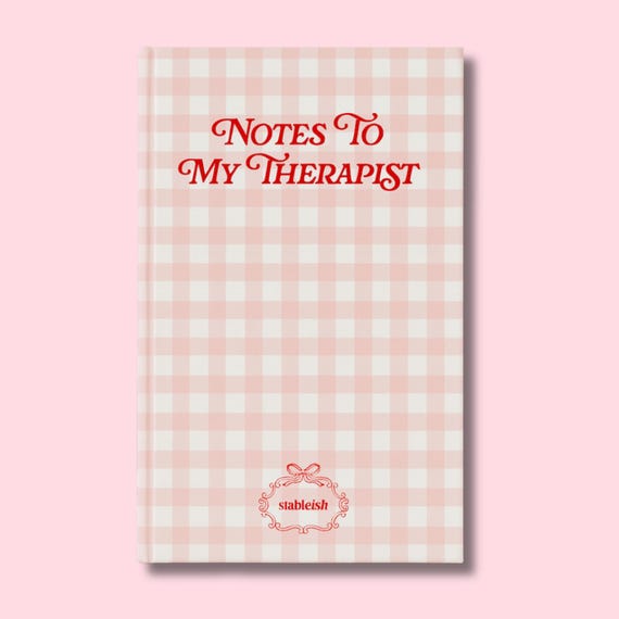 Notes to My Therapist Journal | Pink Gingham Hardcover Therapy Notebook | Cute Mental Health Journal Gift | Self-Care Gift for Her