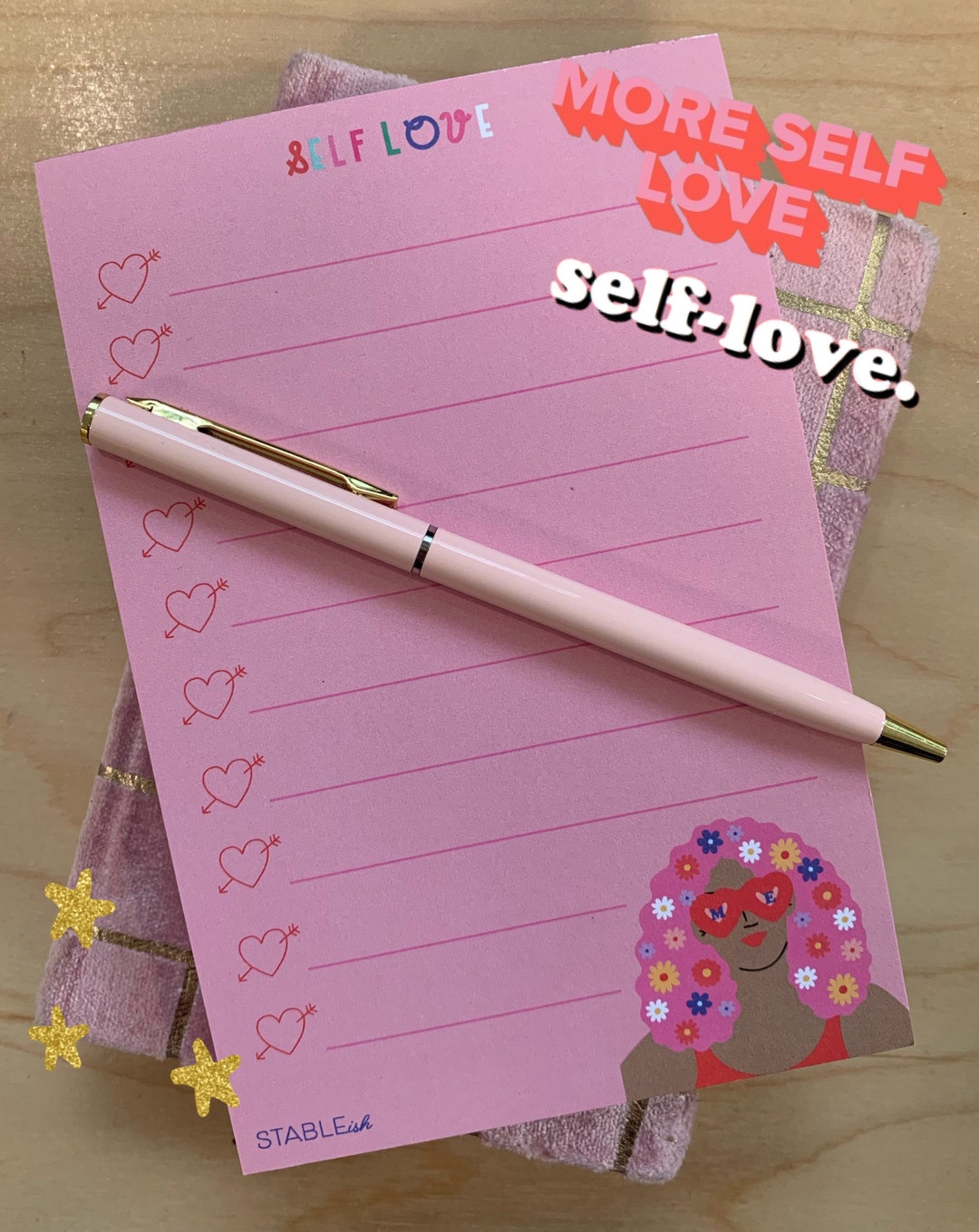 Self Care Notepad Lined Pink Etsy