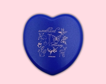 Blue Heart Mini Pill Box | Coquette Travel Pill Case, Vitamins Organizer