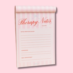 Pink Therapy Notes Notepad | 25-Page Self-Care Lined Pad | Cute Mental Health Stationery | Therapy Session Notes | Gift for Her