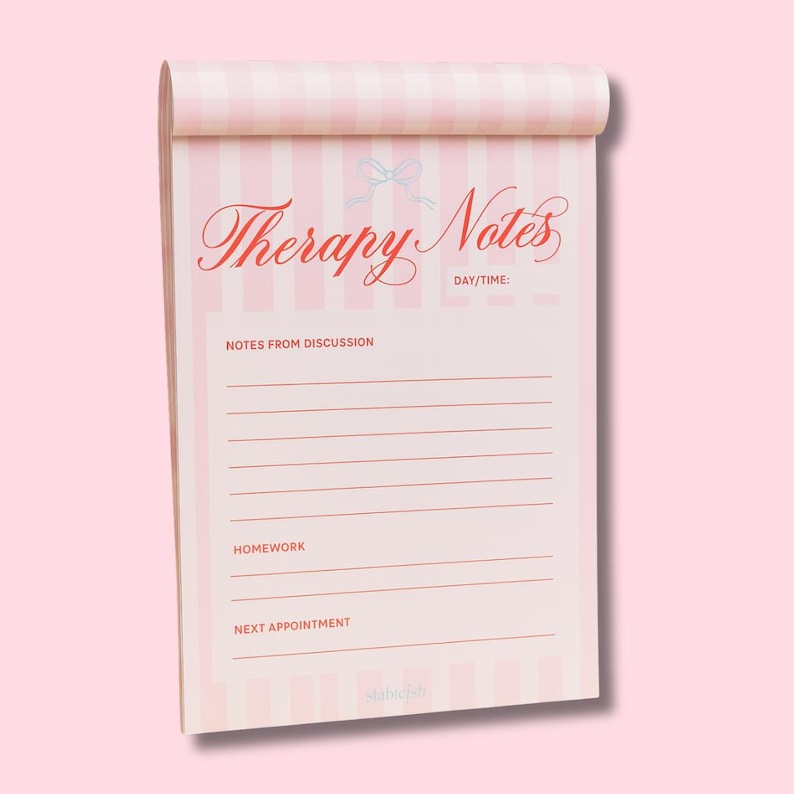 Pink Therapie Notizen Notizblock | 25-seitiges Self-Care Lined Pad | Niedliches Briefpapier | Notizen zur Therapie-Sitzung | Geschenk für Sie Bild 1