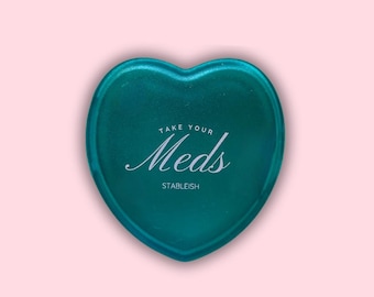 Green Heart Pill Box | Travel Pill Case, Daily Meds Organizer