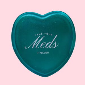 Take Your Meds Green Pill Box | Single Compartment Travel Pill Case | Cute Mental Health Gift | Compact Vitamin Organizer