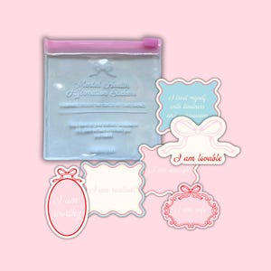 Affirmation Window Clings + Zipper Pouch Set  – 6 Reusable Positive Messages for Mirrors, Windows & More