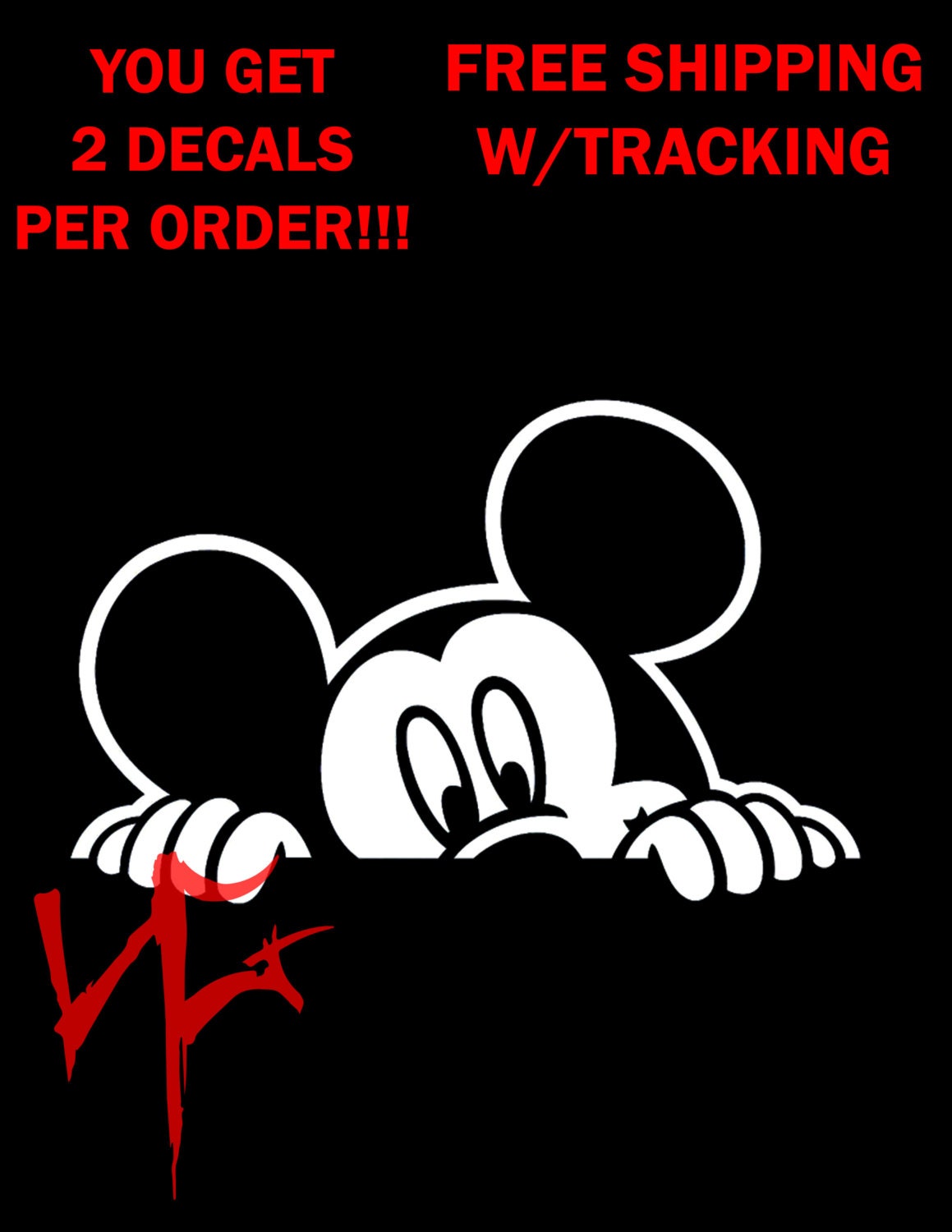 Disney Winking Peeping Mickey Mouse Vinyl Decal Car Laptop Window Funny Sticker Automotive Money