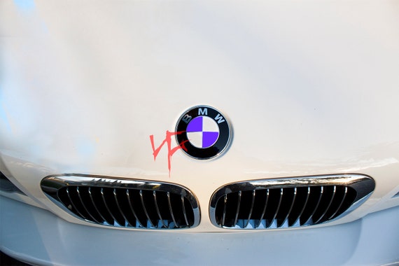 WHITE & PURPLE Badge Emblem Overlay WRAP FOR BMW HOOD TRUNK RIMS @FITS ALL BMW@