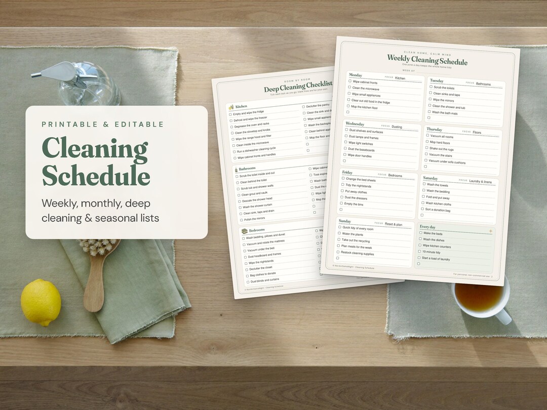 Cleaners Checklist Cleaning Schedule Template Editable, Weekly Cleaning Schedule Printable ...