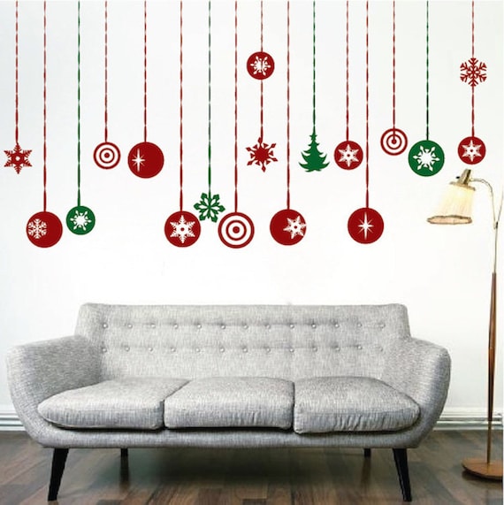 hanging ornament wall decals sticker christmas party | etsy