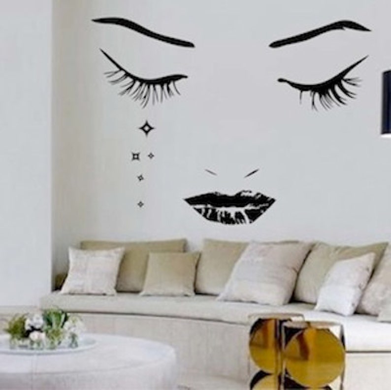 Modern Face Vinyl Wall Art Design Face Wall Decal Crying Face Decal Modern Face Wall Art Sticker Removable Modern Decal Decor F27