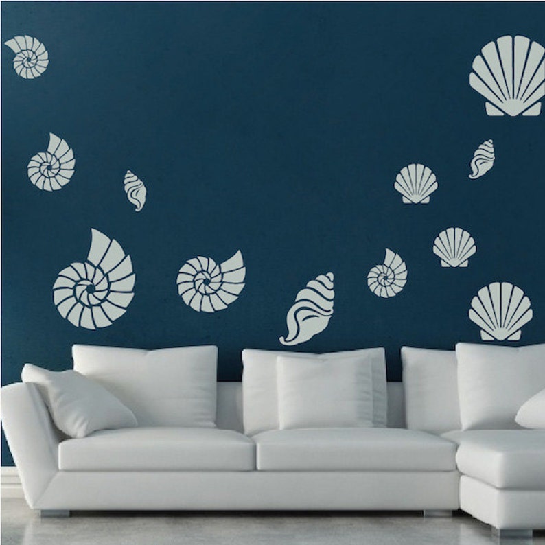 seashell wall sticker decals seashell wall art stickers | etsy