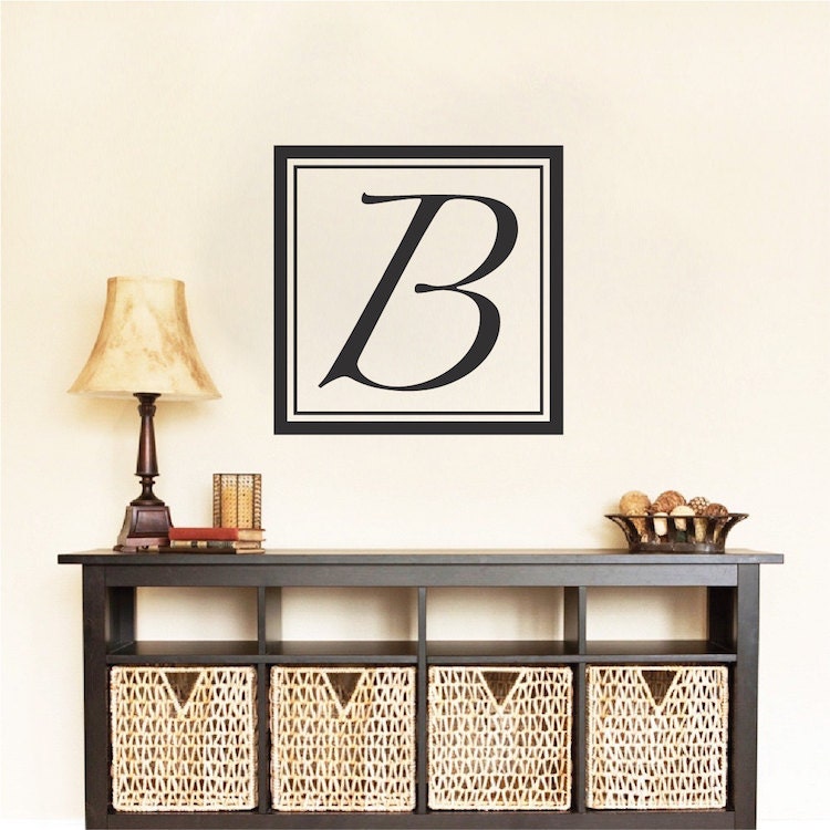 Square Initial Wall Decal Custom Letter Wall Decal Initial Etsy